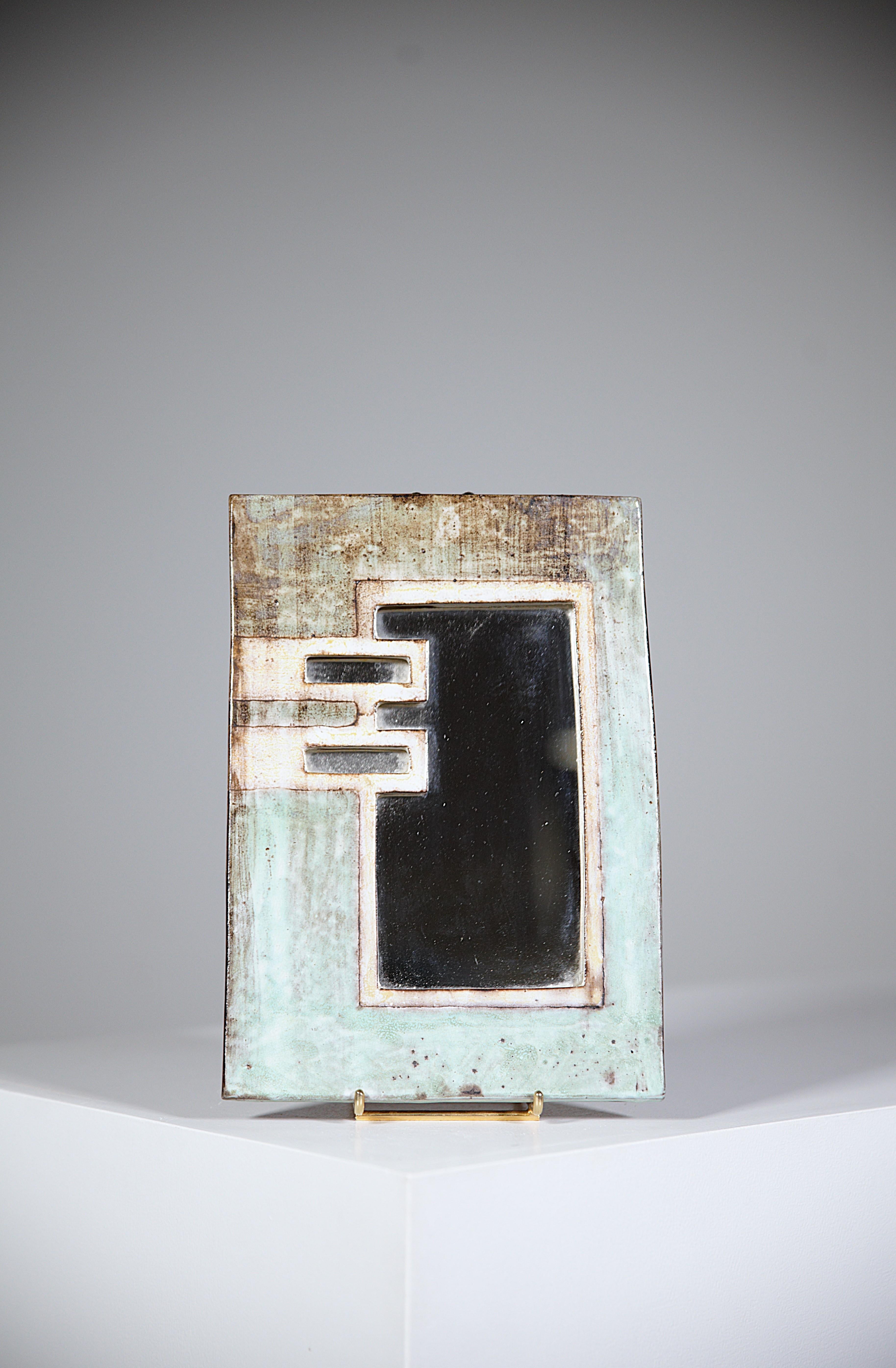 Ceramic Mirror by Jean Claude Malarmey Vallauris France 1970s For Sale 3