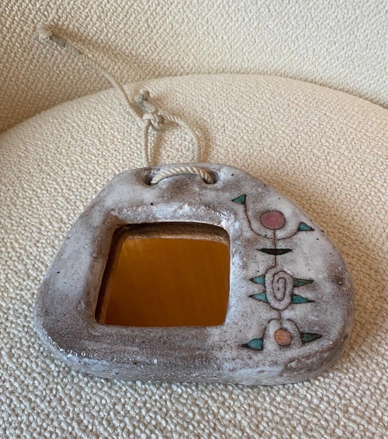 Ceramic Mirror by Jean Rivier, Vallauris, France, 1960s For Sale at 1stDibs