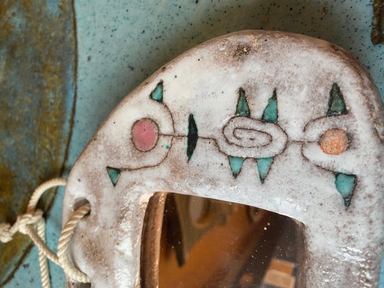 Ceramic Mirror by Jean Rivier, Vallauris, France, 1960s For Sale at 1stDibs