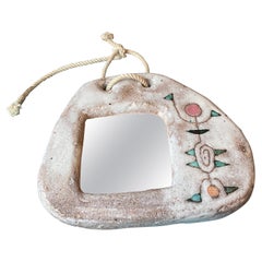 Specchio in ceramica di Jean Rivier, Vallauris, Francia, anni '60