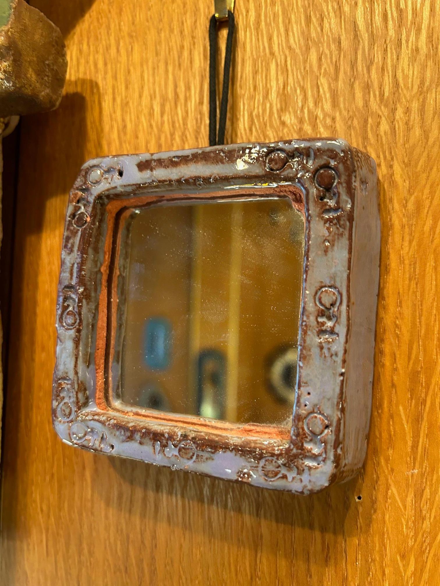 Modern Ceramic mirror by Juliette Derel, France, 1960's