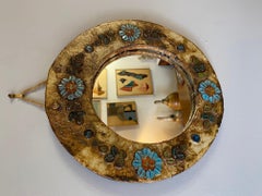 Ceramic Mirror by La Roue Vallauris, France, 1960s