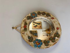 Ceramic Mirror by La Roue Vallauris, France, 1960s