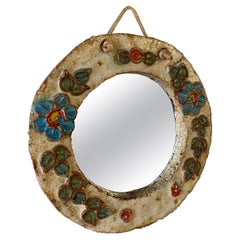 Keramikspiegel von La Roue Vallauris, Frankreich, 1960er Jahre