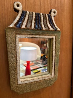 Keramik-Spiegel von les Argonautes, Frankreich 1960er Jahre