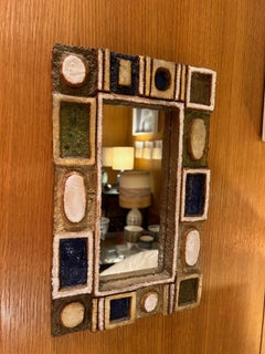 Keramik-Spiegel von les Argonautes, Frankreich 1960er Jahre