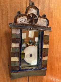 Ceramic mirror by les Argonautes, France, 1960's