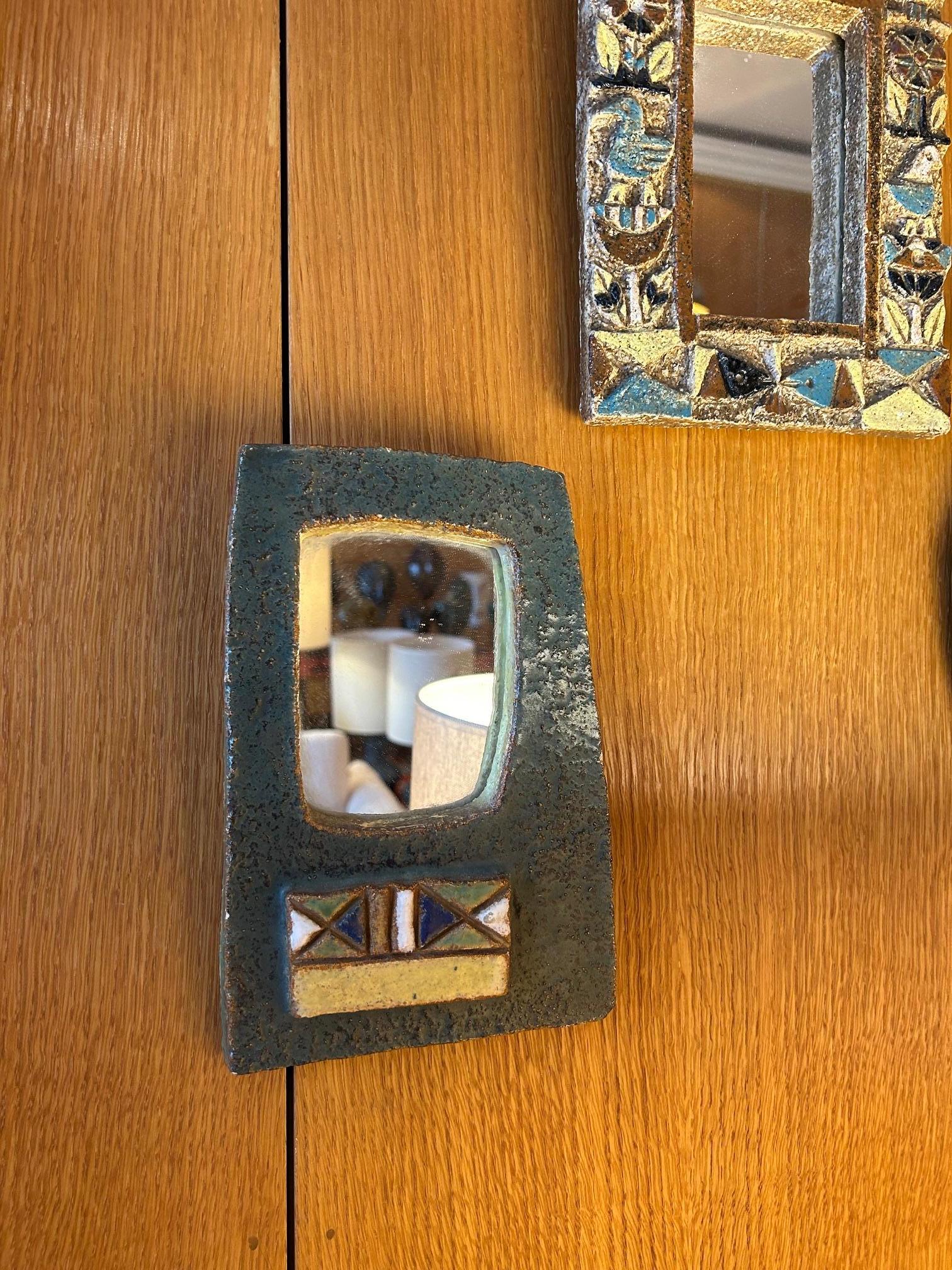 Ceramic mirror by les Argonautes, signed
France, 1960's