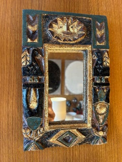 Ceramic Wall Mirror by Les Argonautes, Modern Design, France, 1960s