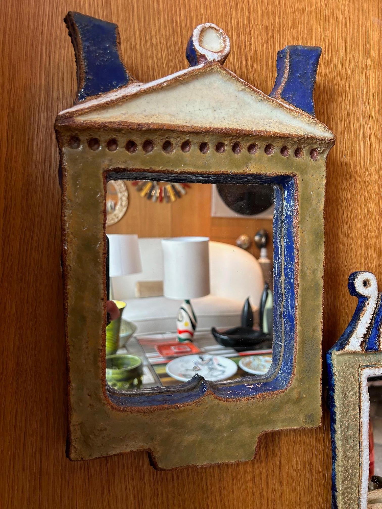 Ceramic mirror by Les Argonautes
1960's
Signed on the back