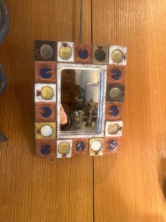 Ceramic mirror by les Argonautes, France 1960's