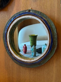 Ceramic mirror by les Argonautes, France 1960's