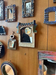 Ceramic mirror by les Argonautes, France 1960's
