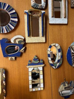 Ceramic mirror by les Argonautes, France 1960's