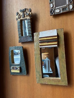 Ceramic mirror by les Argonautes, France 1960's