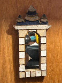 Ceramic mirror by les Argonautes, France 1960's