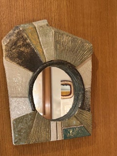 Specchio in ceramica di Les Argonautes, Francia anni '60