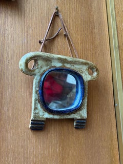 Specchio in ceramica di Les Argonautes, Francia anni '60