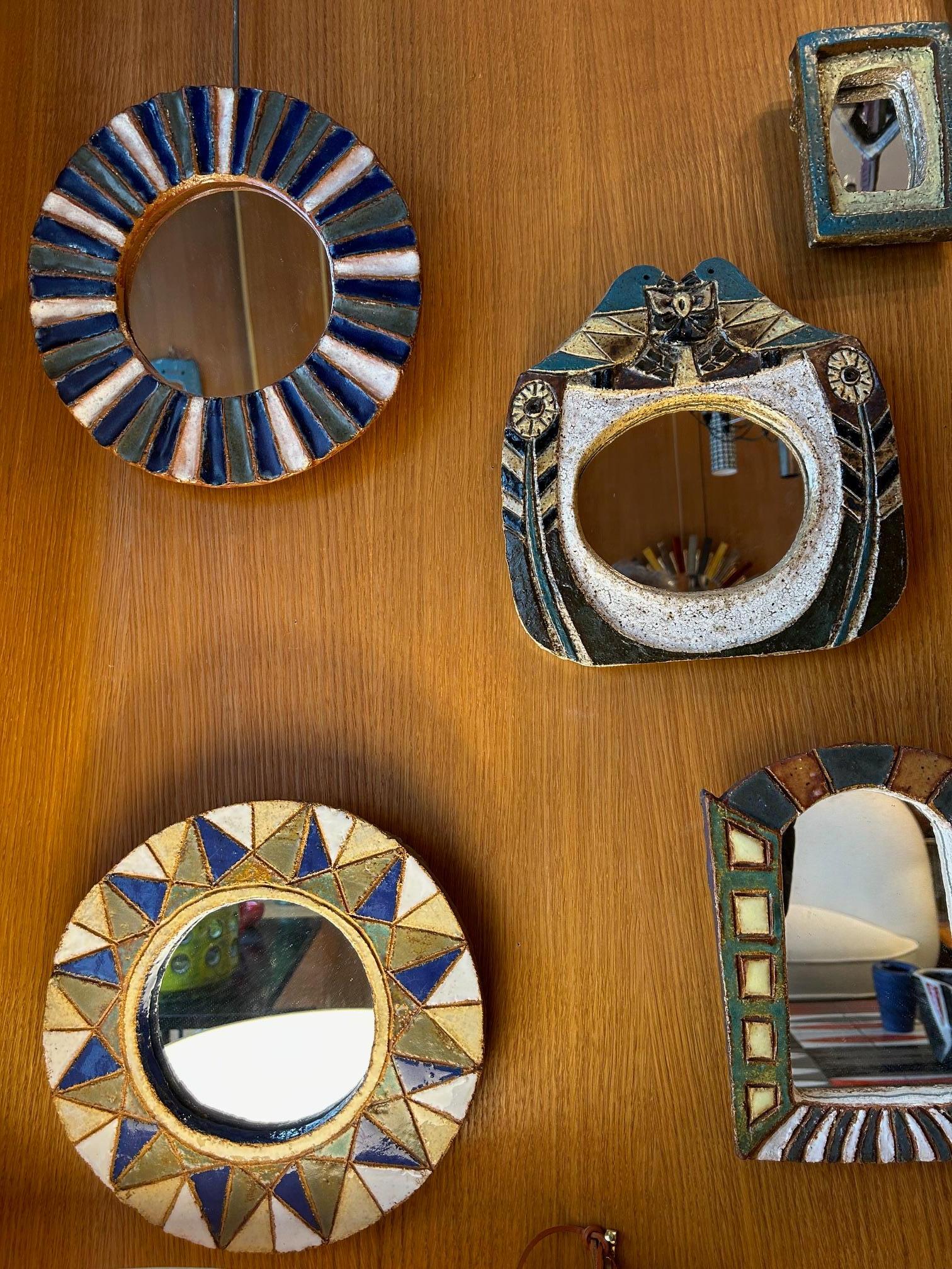 Modern Ceramic Mirror by les Argonautes, France, 1960s  For Sale