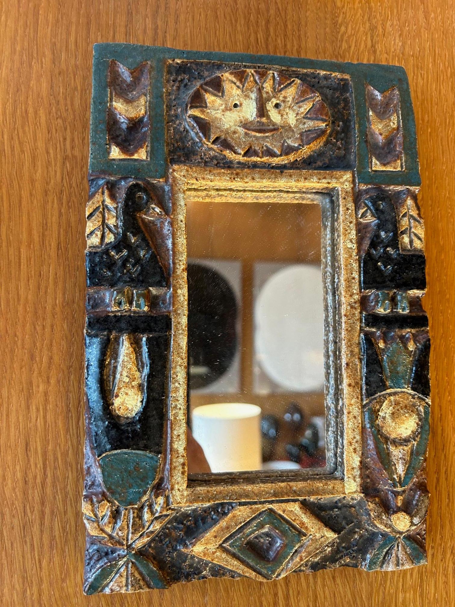 Modern Ceramic mirror by les Argonautes, France, 1960's For Sale
