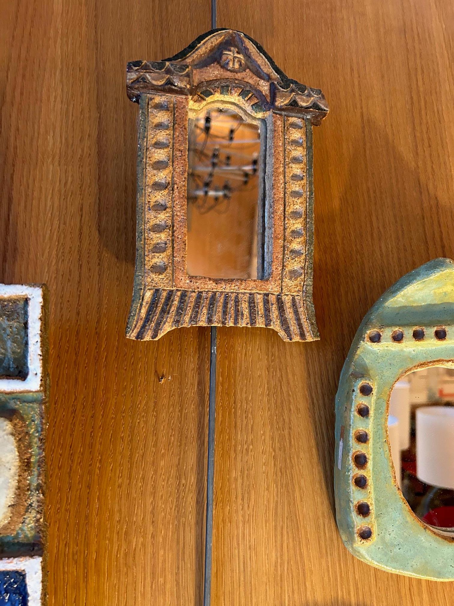 Modern Ceramic mirror by les Argonautes, France 1960's For Sale