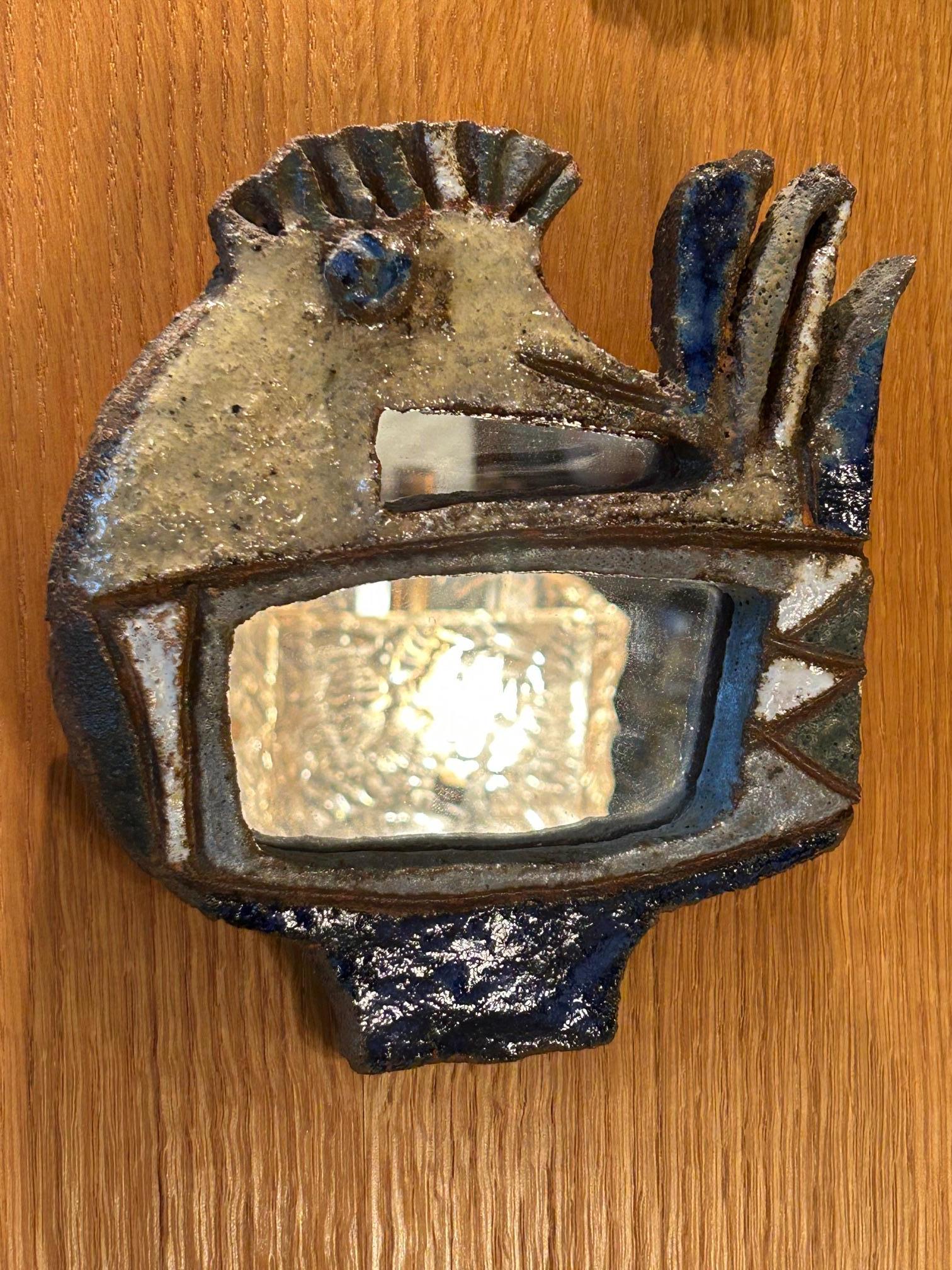 French Ceramic mirror by les Argonautes, France 1960's For Sale