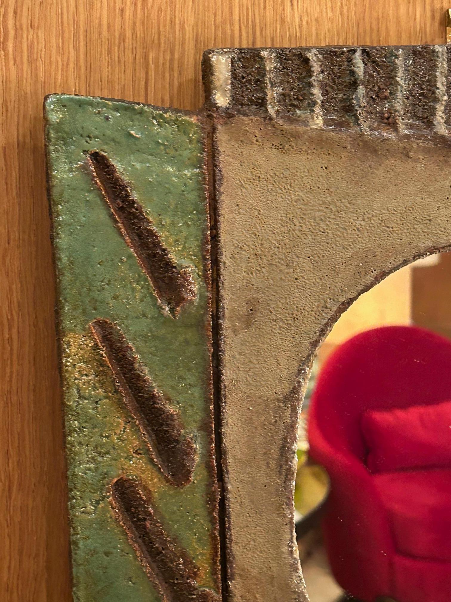 French Ceramic mirror by les Argonautes, France 1960's For Sale