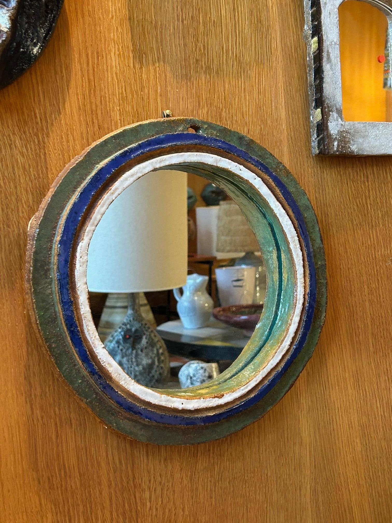 French Ceramic mirror by les Argonautes, France 1960's For Sale