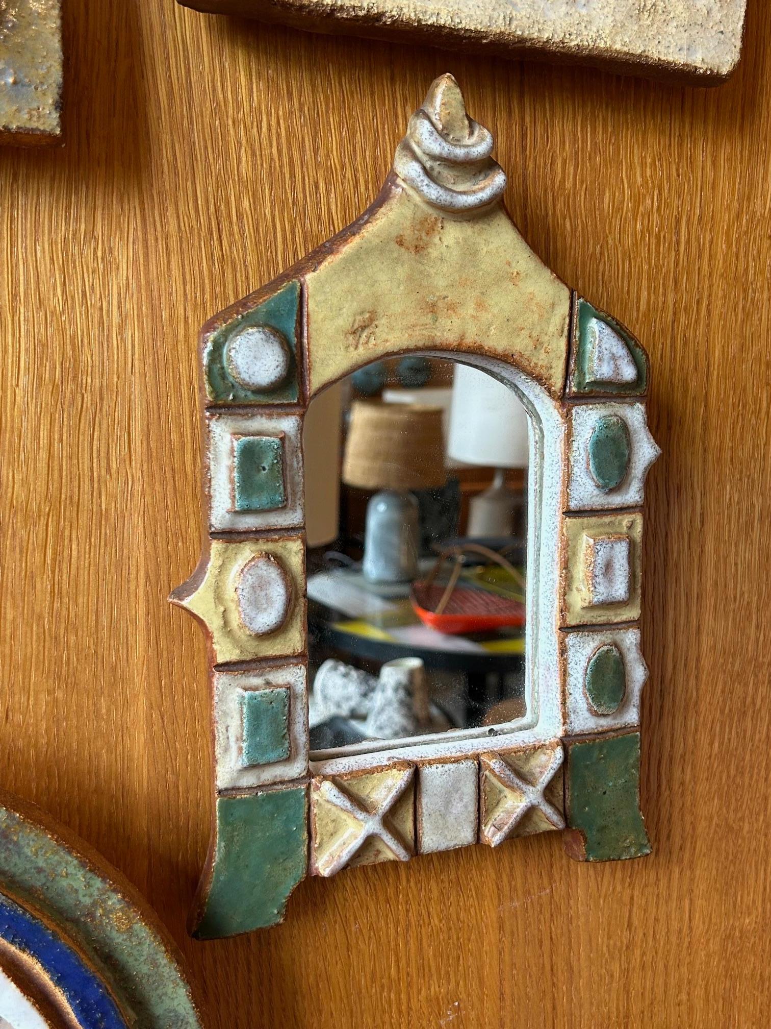 Moderne Ceramic mirror by les Argonautes, France 1960's en vente