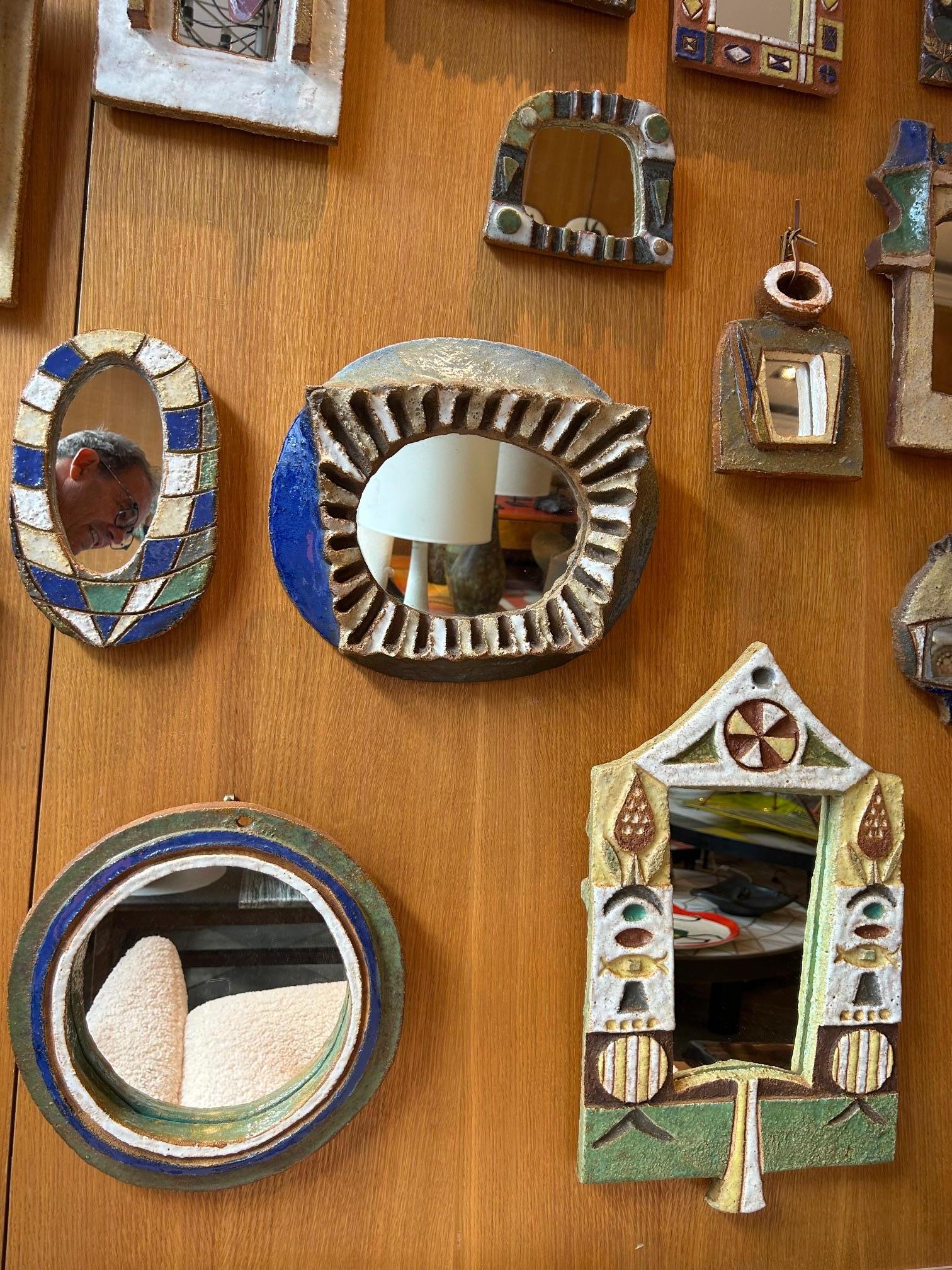 Moderno Specchio in ceramica di Les Argonautes, Francia anni '60 in vendita