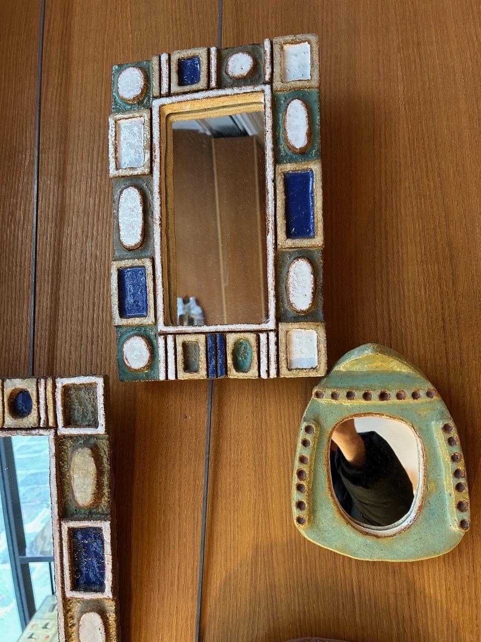 Mid-20th Century Ceramic mirror by les Argonautes, France 1960's For Sale