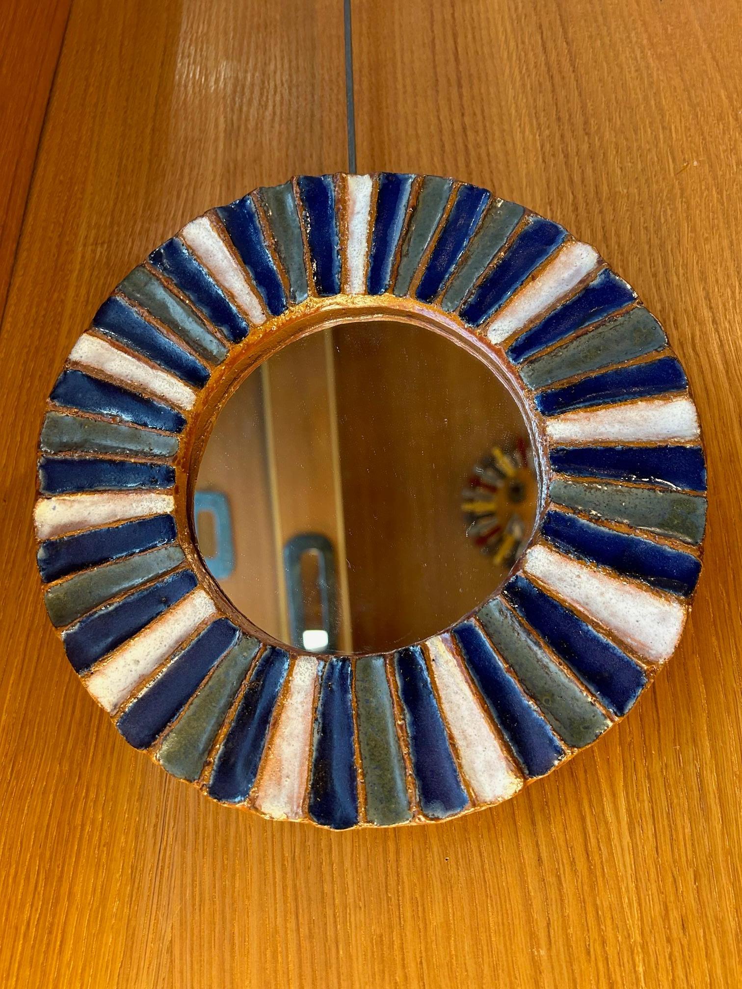 French Ceramic Mirror by les Argonautes, France, 1960s  For Sale