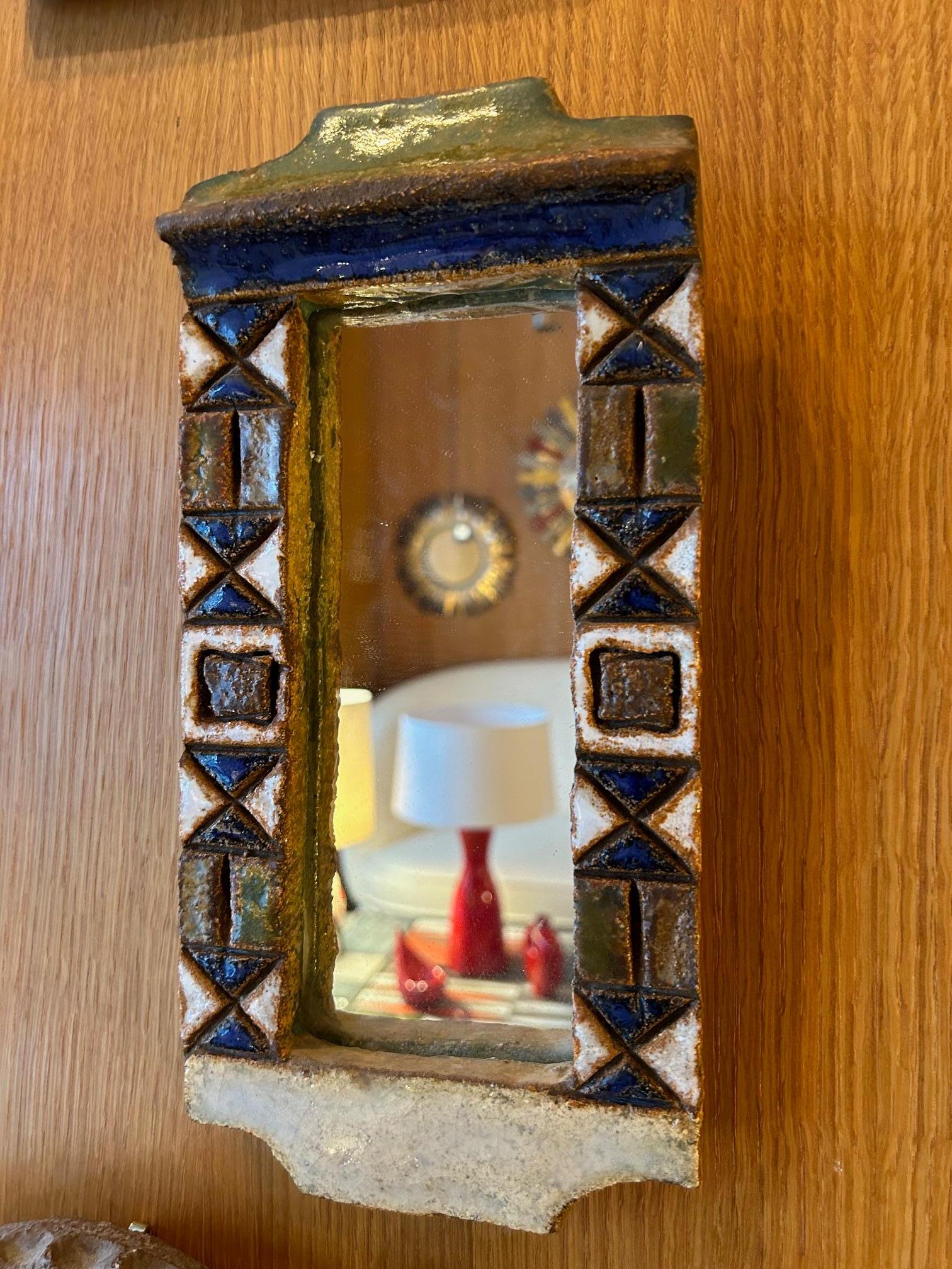 French Ceramic Mirror by les Argonautes, France, 1960's For Sale