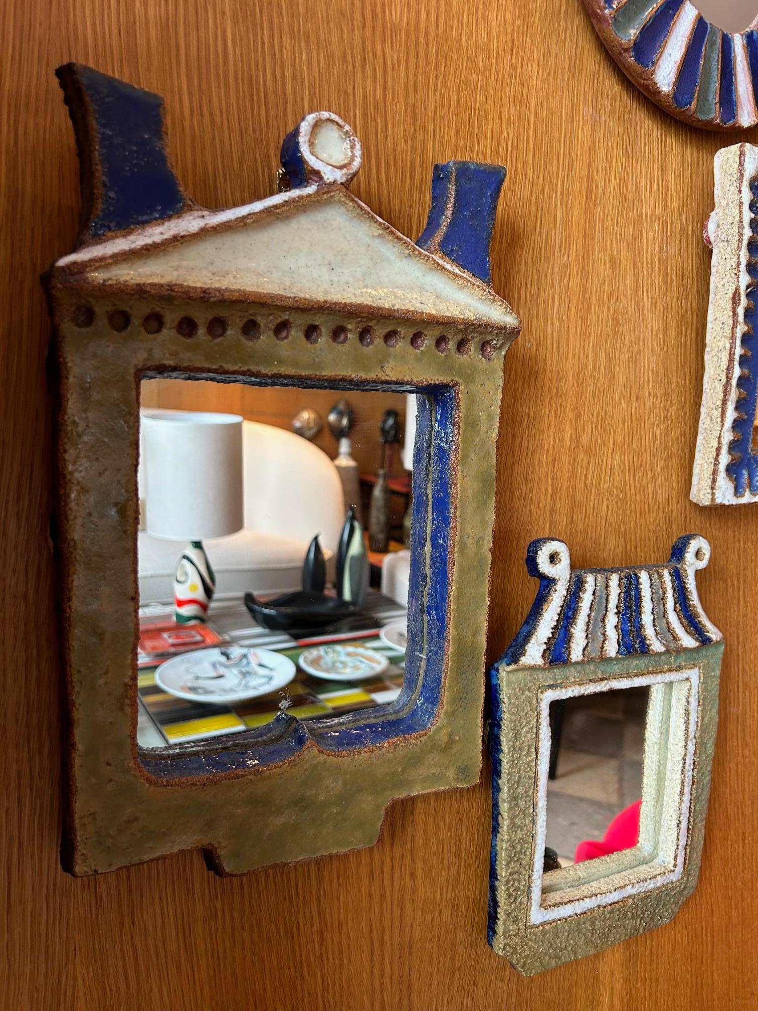 French Ceramic mirror by les Argonautes, France 1960's For Sale