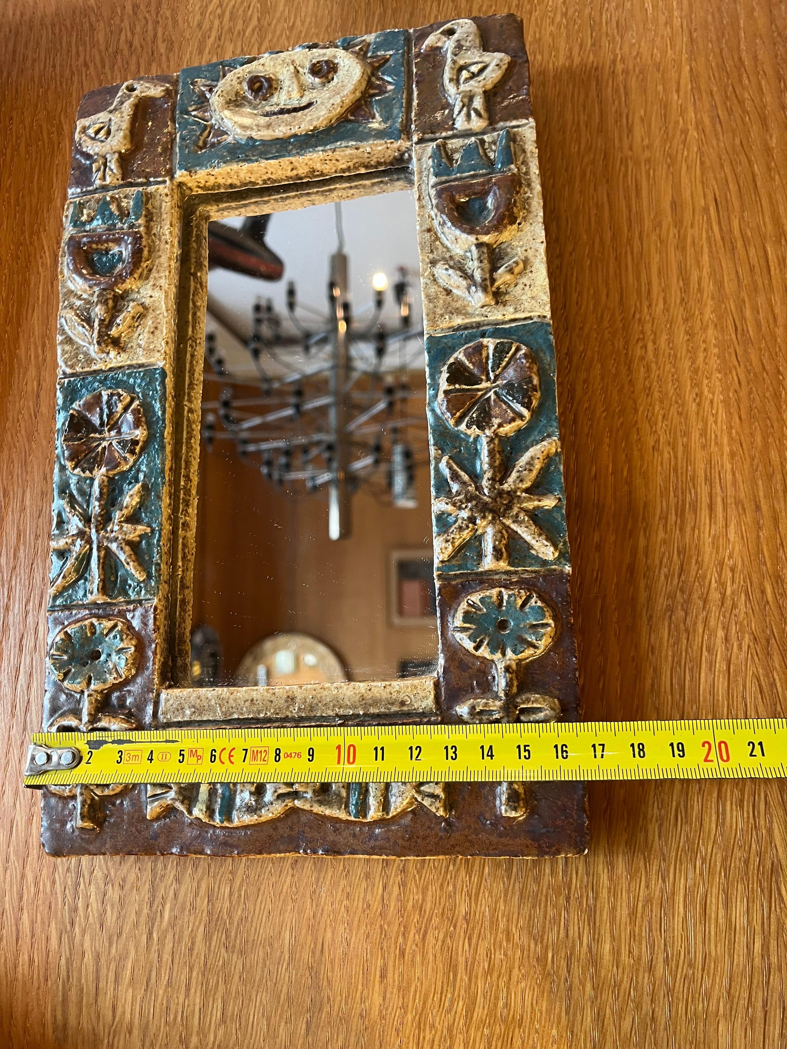 French Ceramic mirror by les Argonautes, France 1960's For Sale