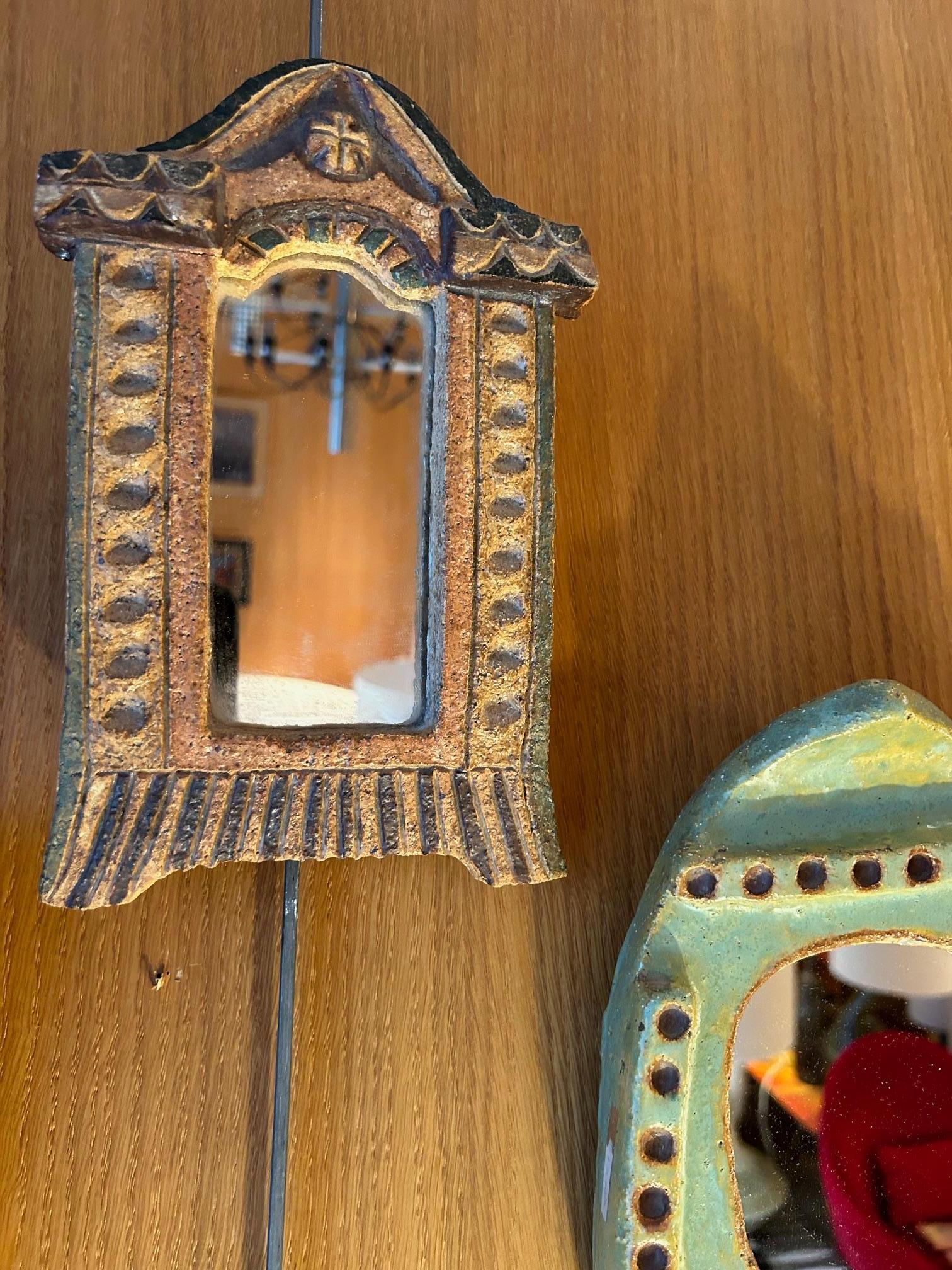French Ceramic mirror by les Argonautes, France 1960's For Sale