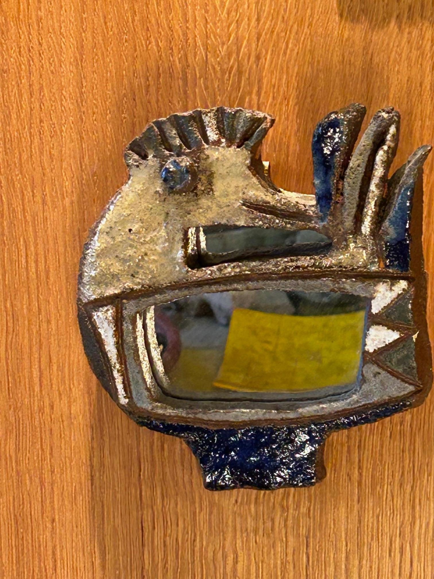 Hand-Crafted Ceramic mirror by les Argonautes, France 1960's For Sale