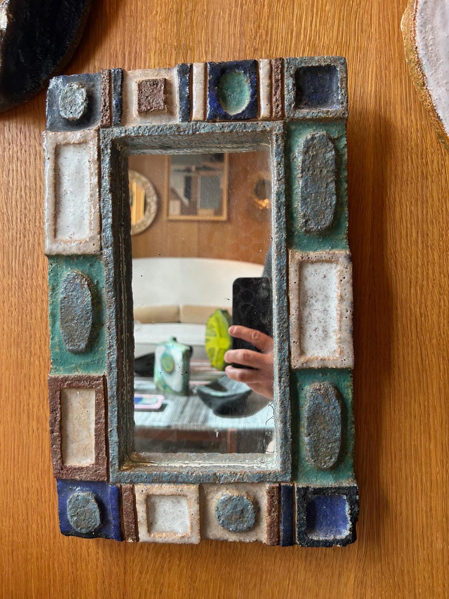 Mid-20th Century Ceramic mirror by les Argonautes, France 1960's For Sale