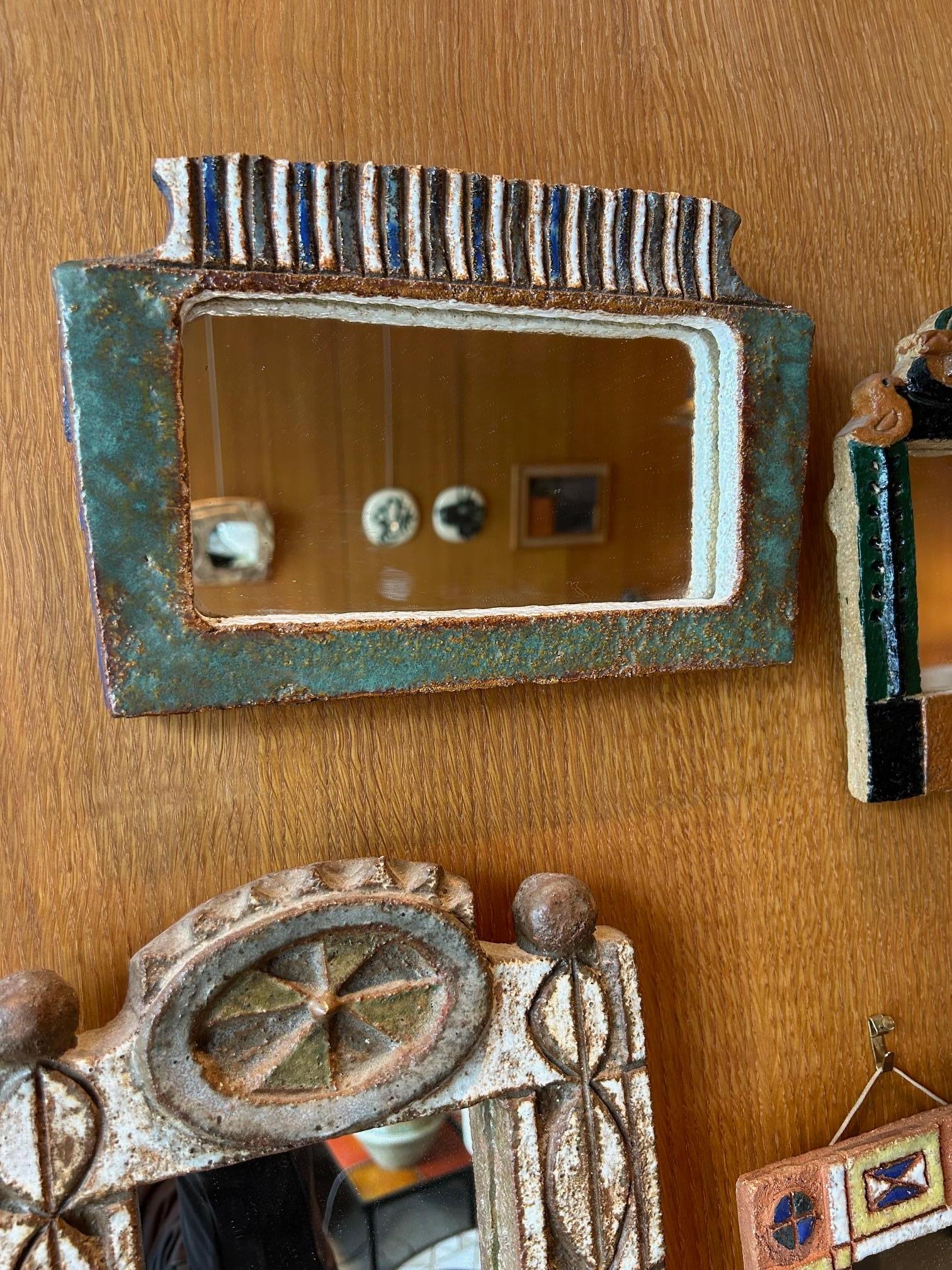 Metà XX secolo Specchio in ceramica di Les Argonautes, Francia anni '60 in vendita