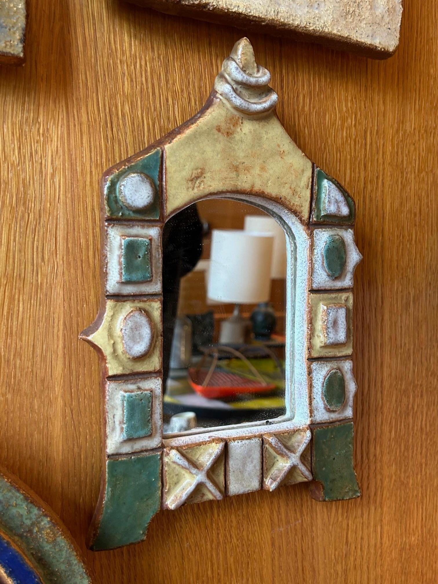 Français Ceramic mirror by les Argonautes, France 1960's en vente