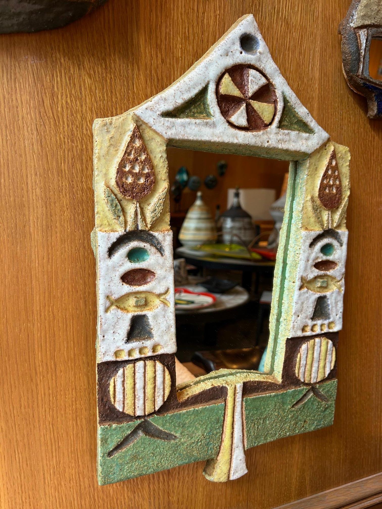 Francese Specchio in ceramica di Les Argonautes, Francia anni '60 in vendita