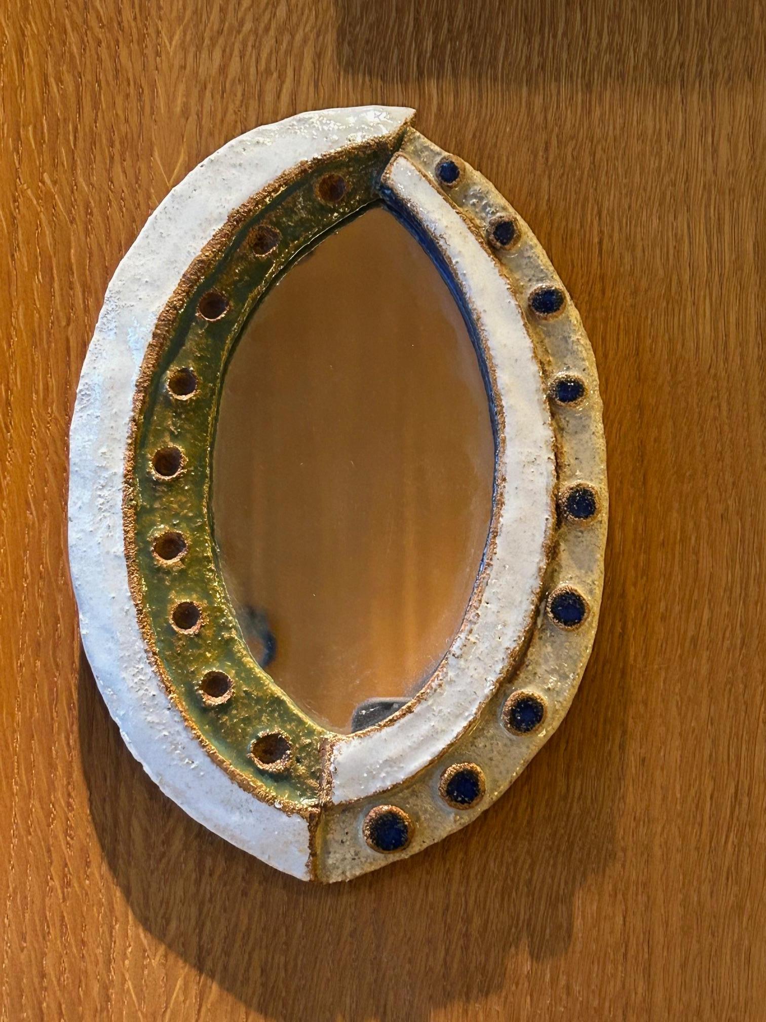 Keramikspiegel von les Argonautes, Frankreich 1960er Jahre (Französisch) im Angebot