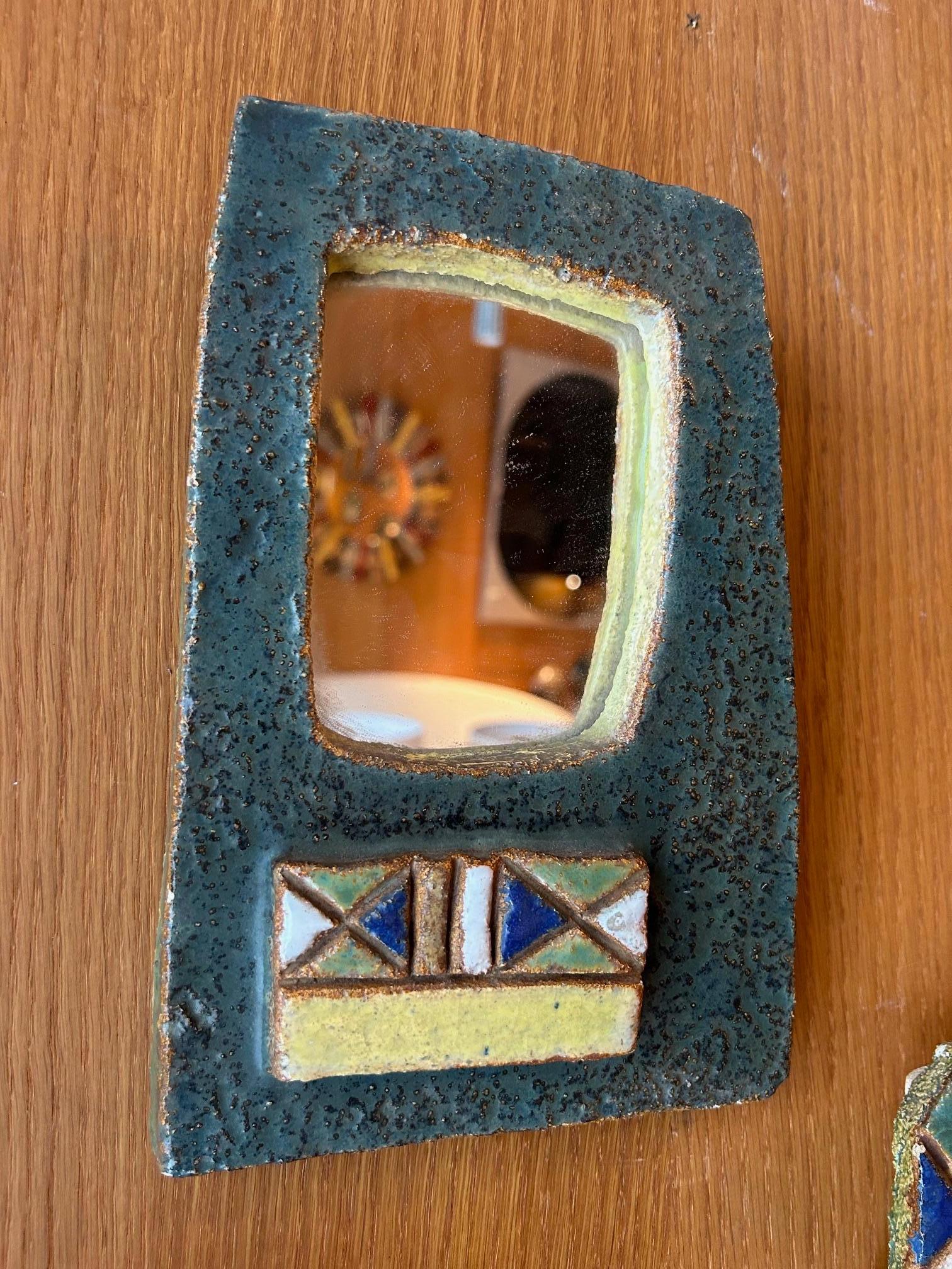Ceramic mirror by les Argonautes, France, 1960's In Good Condition For Sale In Paris, FR