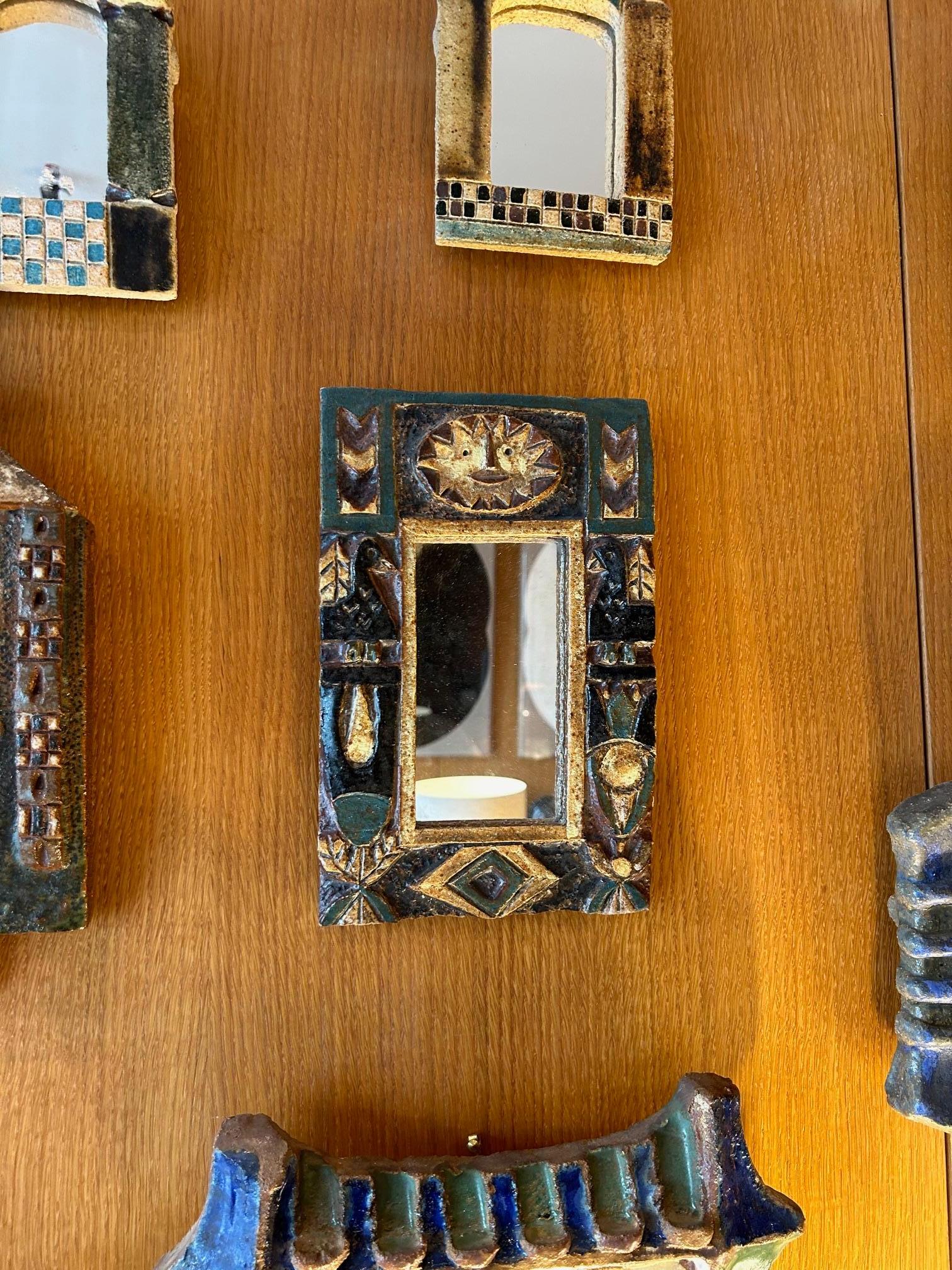 Ceramic mirror by les Argonautes, France, 1960's In Good Condition For Sale In Paris, FR