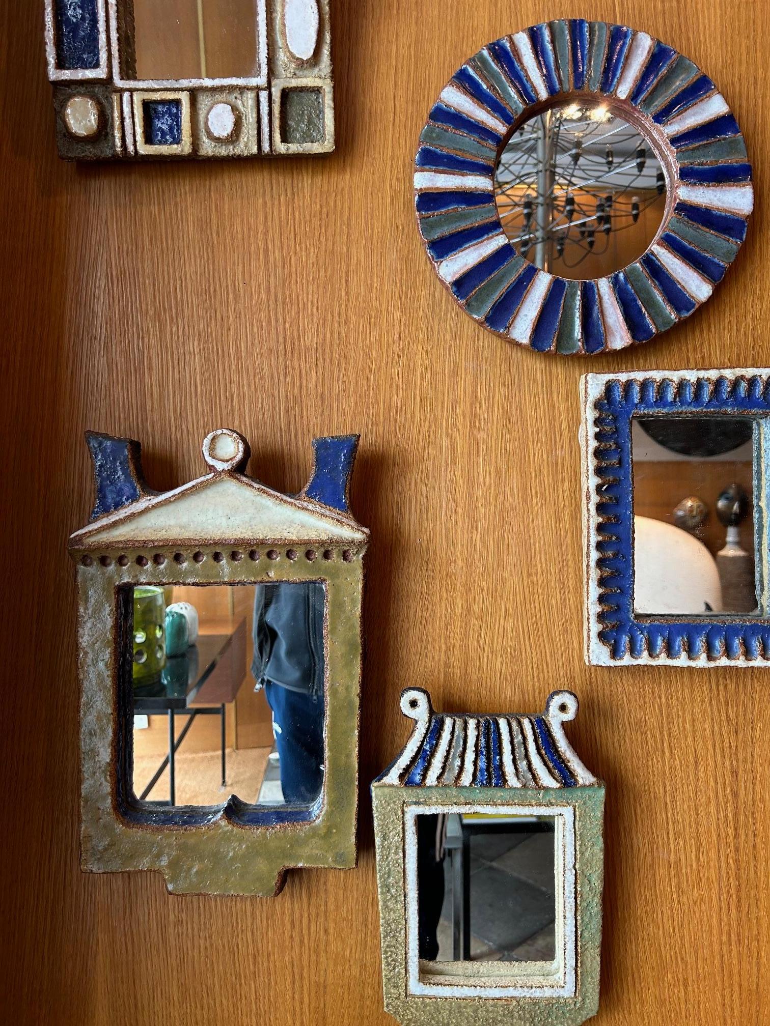 Ceramic mirror by les Argonautes, France 1960's In Good Condition For Sale In Paris, FR