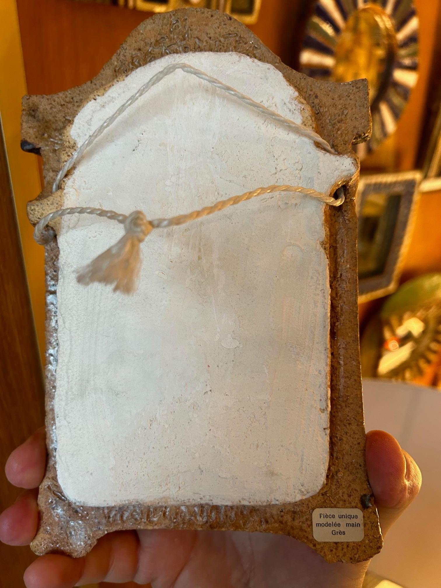 Ceramic mirror by les Argonautes, France 1960's In Good Condition For Sale In Paris, FR