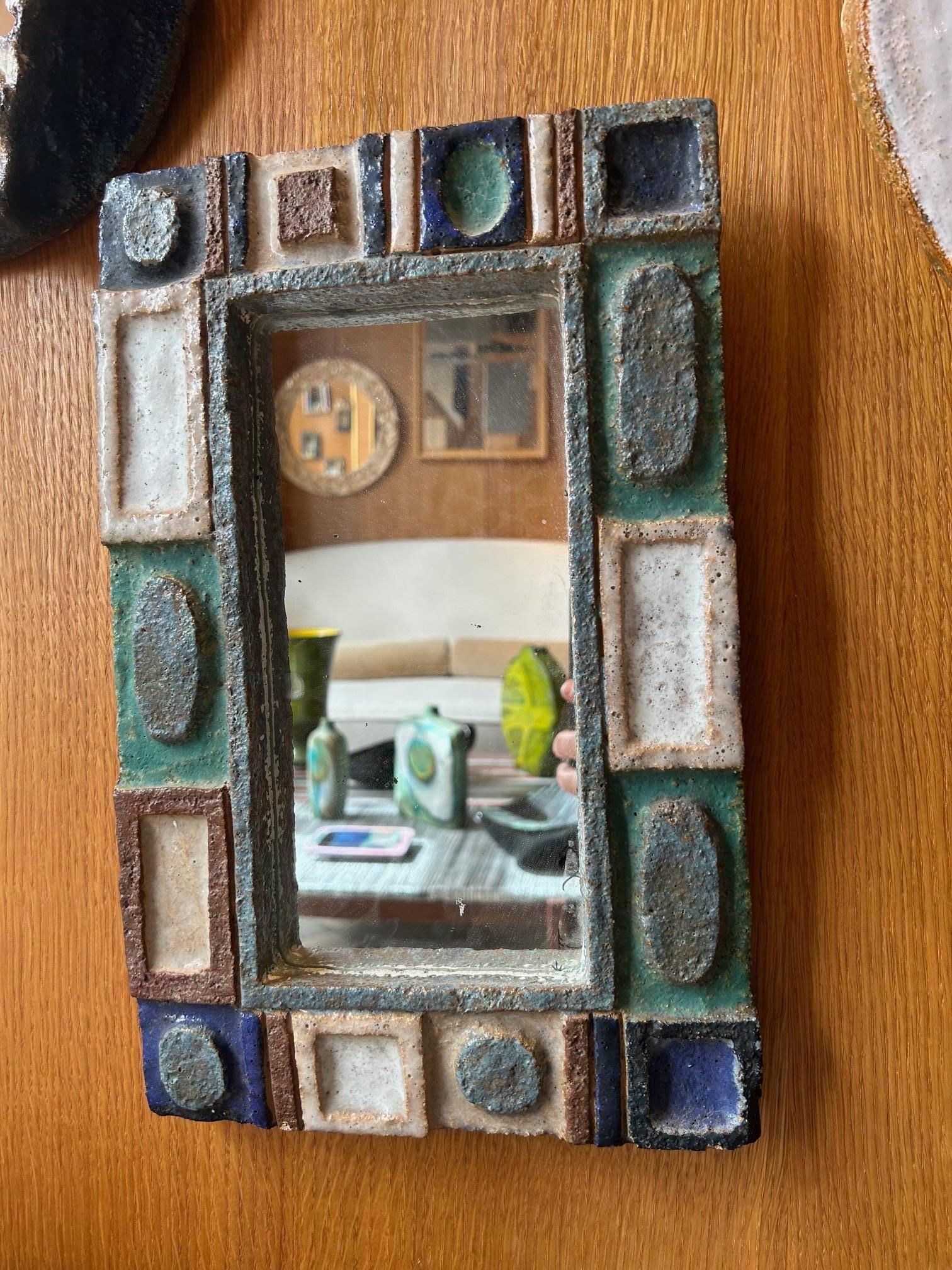 Ceramic mirror by les Argonautes, France 1960's For Sale 1