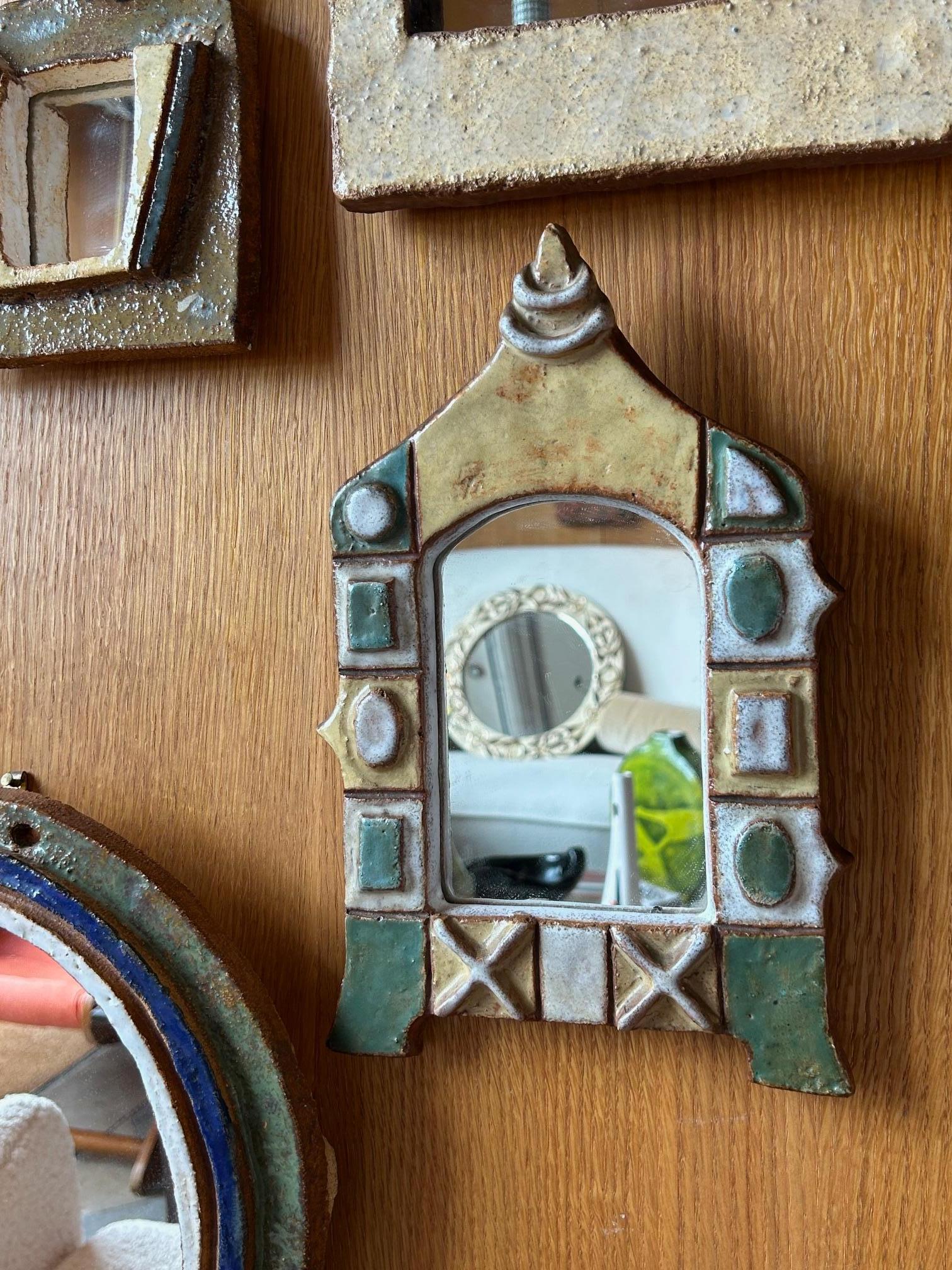 Ceramic mirror by les Argonautes, France 1960's Bon état - En vente à Paris, FR