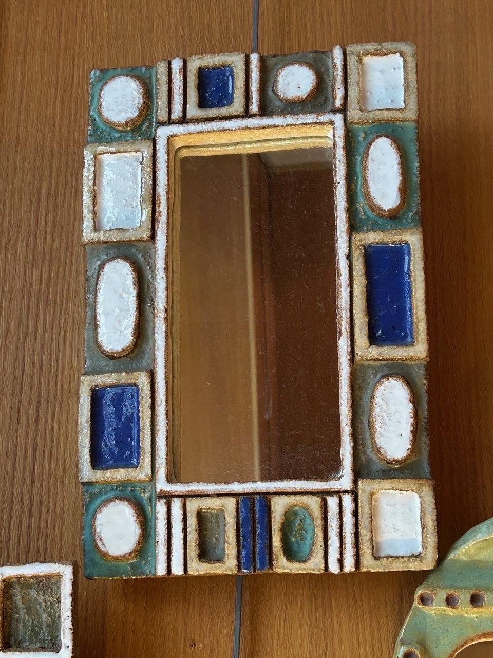 Ceramic mirror by les Argonautes, France 1960's For Sale 2