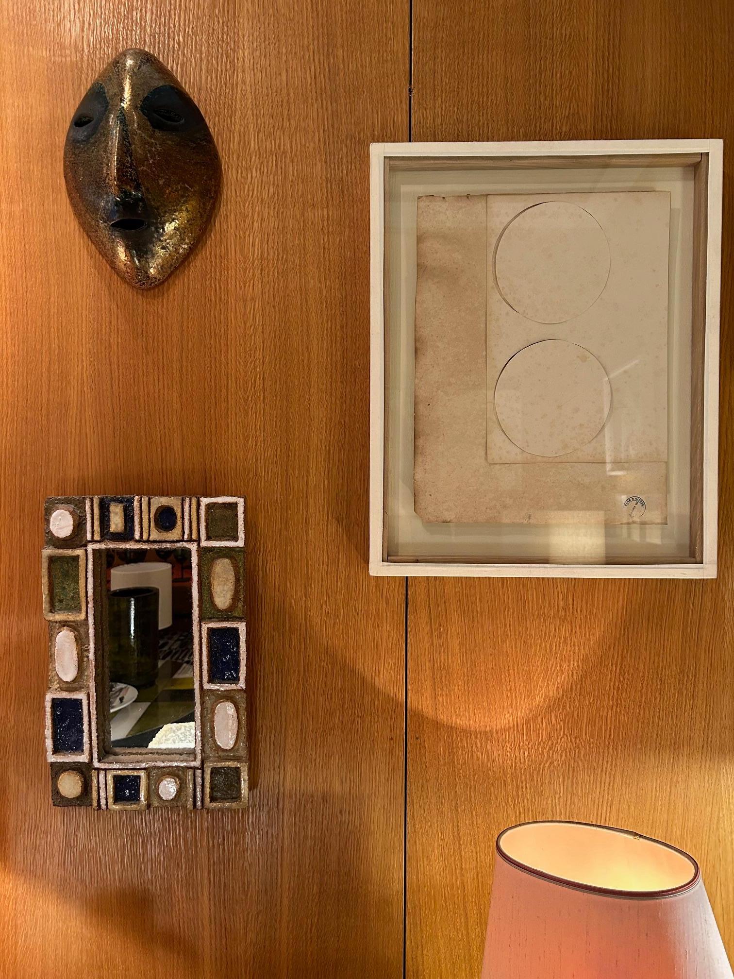 Mid-20th Century Ceramic Mirror by les Argonautes, France 1960s For Sale